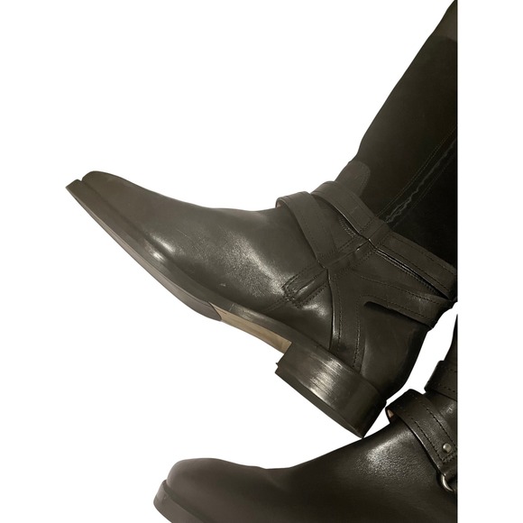 Joan & David Black Leather Knee-High Riding Boots 8.5M Buckle - Picture 4 of 8